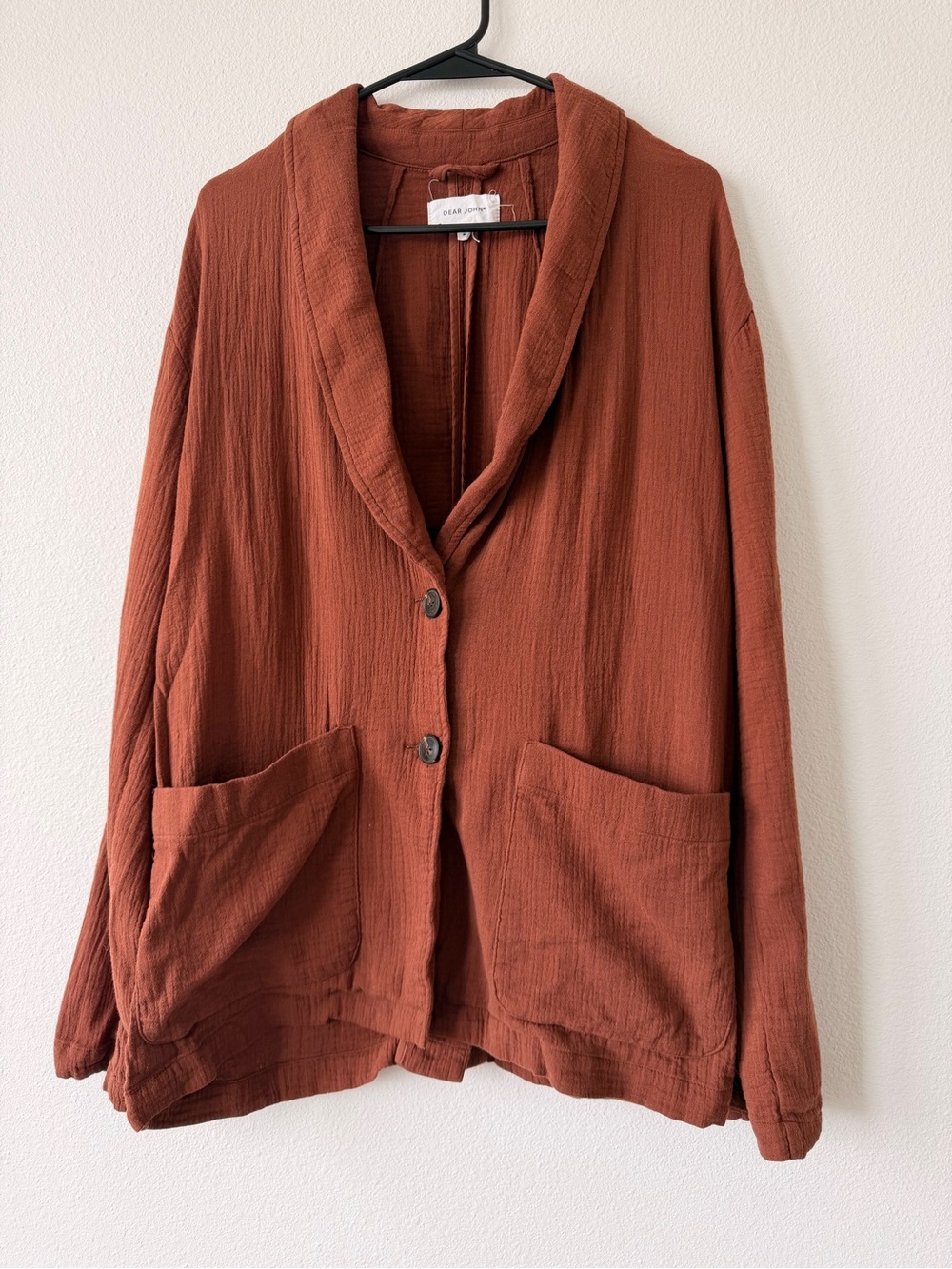 Dear John brown  Button Front Shawl Collar Jacket